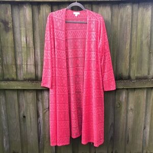 LuLaRoe | Sarah Coral Lace Duster Cardigan